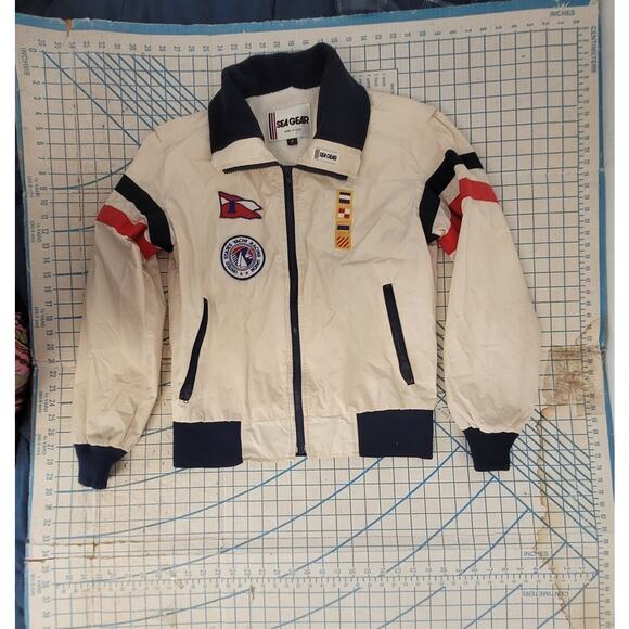 Sea Gear Vintage Cream Yacht Racing Union Patches Mens WindBreaker size small - Picture 5 of 16